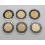 SIX VICTORIAN GOLD FULL SOVEREIGNS 1861, 1872 (3), 1876 and 1882, (encapsulated) (6) Condition