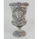 A GEORGE IV SILVER GOBLET probably by Jonathan Millidge, Edinburgh 1823 of campagna shape, the rim