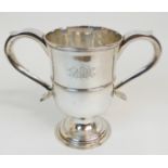 A GEORGE III SILVER TROPHY CUP by Dorothy Langlands, Newcastle 1811, of cylindrical form with