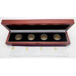 A CASED SET OF 60TH ANNIVERSARY OF THE CORONATION OF ELIZABETH II four gold sovereign set, with