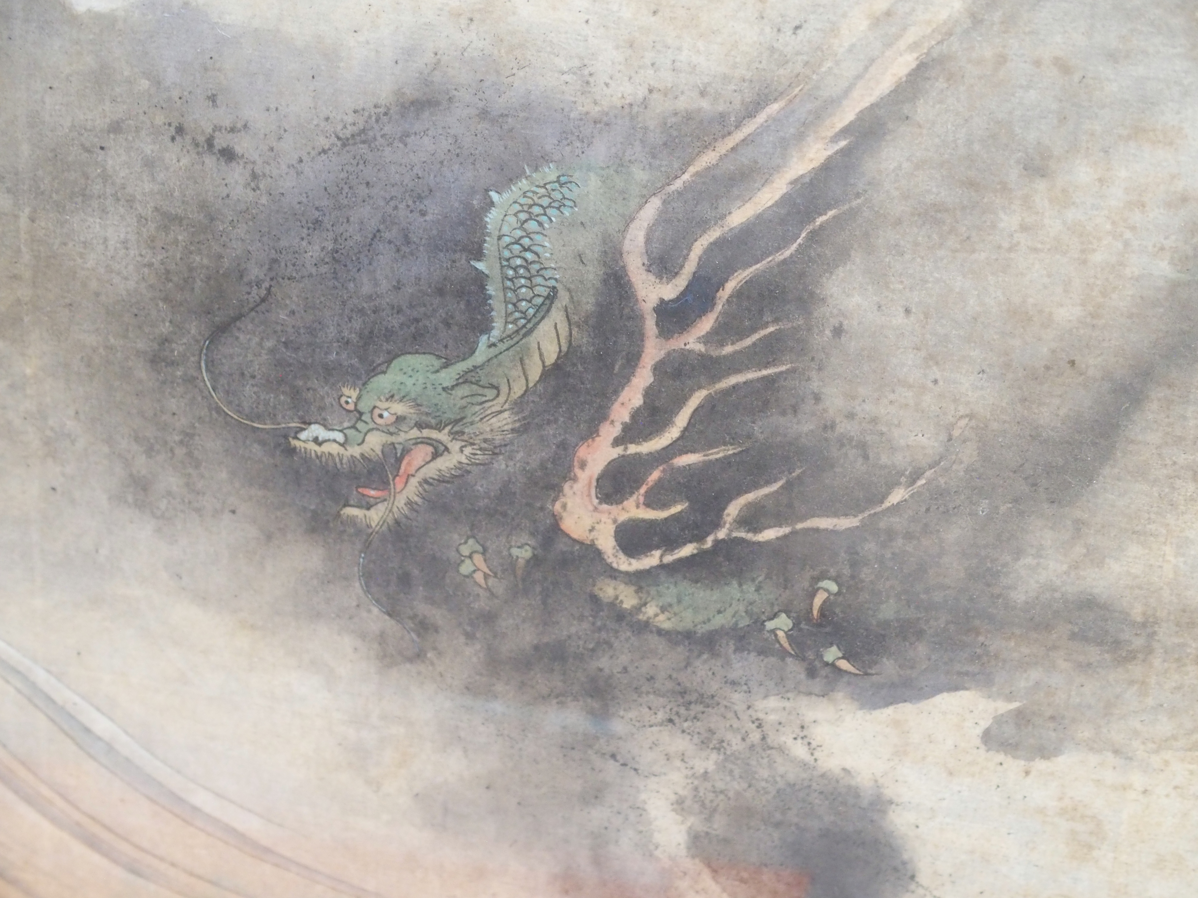 A CHINESE PAINTING OF MA SHIHUANG standing with horse before a river and confronted by a dragon, - Image 4 of 9