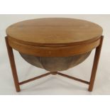 A ROLF RASTAD AND ADOLF RELLING FOR RASUS SOLBERG TEAK SEWING TABLE with fold-over top, revolving