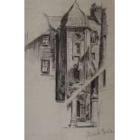 •JAMES MCINTOSH PATRICK RSA, ROI, ARE, LLD (SCOTTISH 1907-1998) OLD TOWN Pencil drawing, signed,