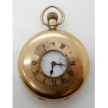 A 9CT GOLD ZENITH HALF HUNTER POCKET WATCH hallmarked Birmingham 1922- 23, inscribed to the dust