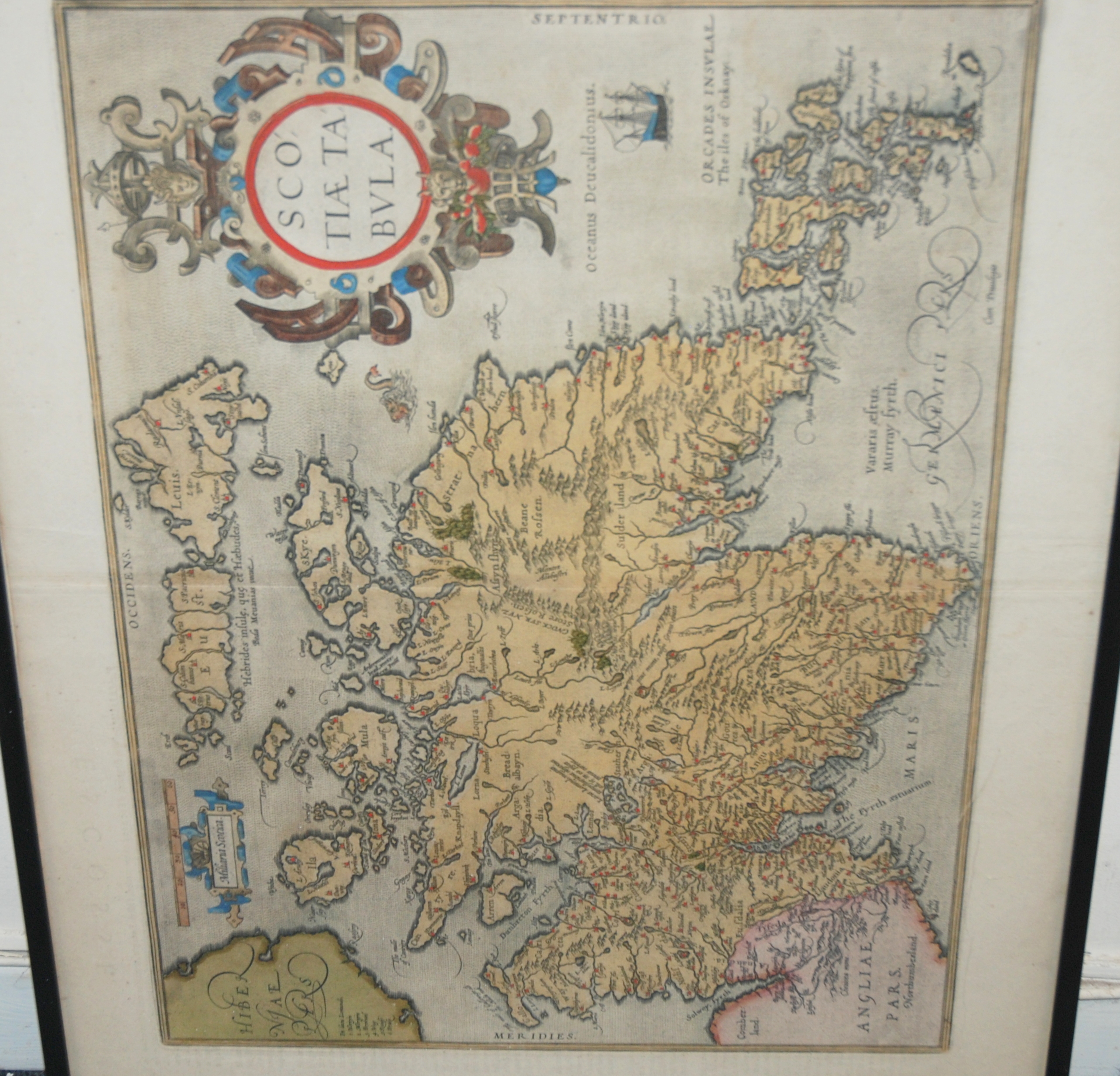 AFTER ABRAHAM ORTELIUS, SCOTIAE TABULA hand-coloured, images 35 x 46cm, 46 x 59cm overall, framed - Image 7 of 7