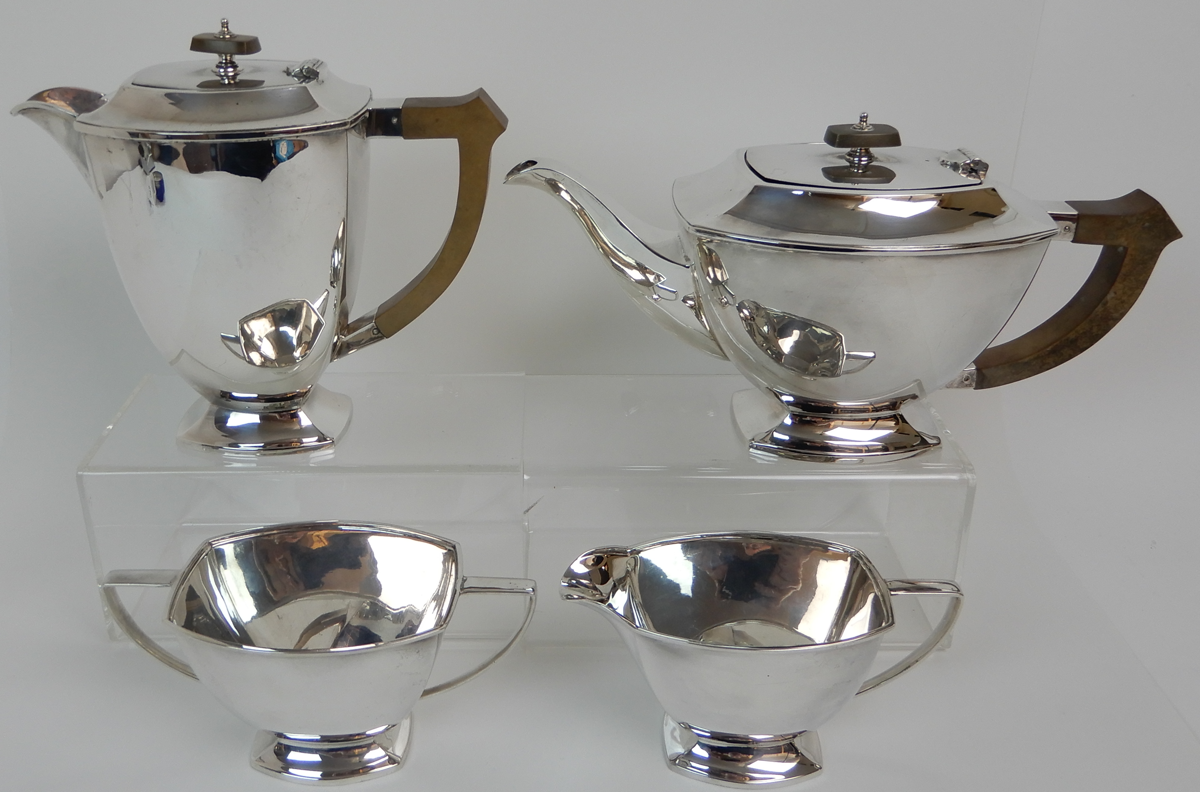 A FOUR PIECE SILVER TEA SERVICE by Cooper Brothers & Sons Limited, Sheffield 1936 and 1937 of - Image 2 of 10