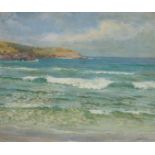 •ROBERT DONNAN (SCOTTISH C. 1863-1953) A SUMMER SEA Oil on board, signed, 49.5 x 59.5cm (19 1/2 x 23