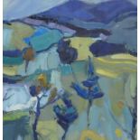•SHEILA MACNAB MACMILLAN PAI (SCOTTISH 1928-2018) TREES AND HILLS Oil on canvas, signed, 40.5 x 45.
