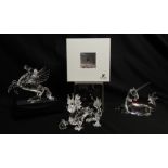 THREE SWAROVSKI FABULOUS CREATURES MODELS including The Unicorn 1996, The Dragon 1997 (signed by