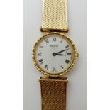 AN 18CT GOLD LADIES CHOPARD GENEVE WATCH manual wind, with white dial with black Roman numerals,