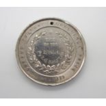 A WHITE-METAL DURAND CUP MEDAL the obverse cast with a Simla club house in relief the reverse