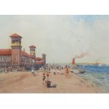 TOM PATERSON (SCOTTISH FL. 1919-1925) GREENOCK PIER Watercolour, signed, 24 x 33.5cm (9 1/2 x 13 1/