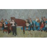•MARTIN BAILLIE (SCOTTISH 1920-2012) A MUSICAL EVENING Oil on panel board, signed and dated (19)
