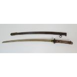 A WWII JAPANESE NCO'S SWORD the cast aluminium hilt with integral menuki, the 69.5cm long curved and