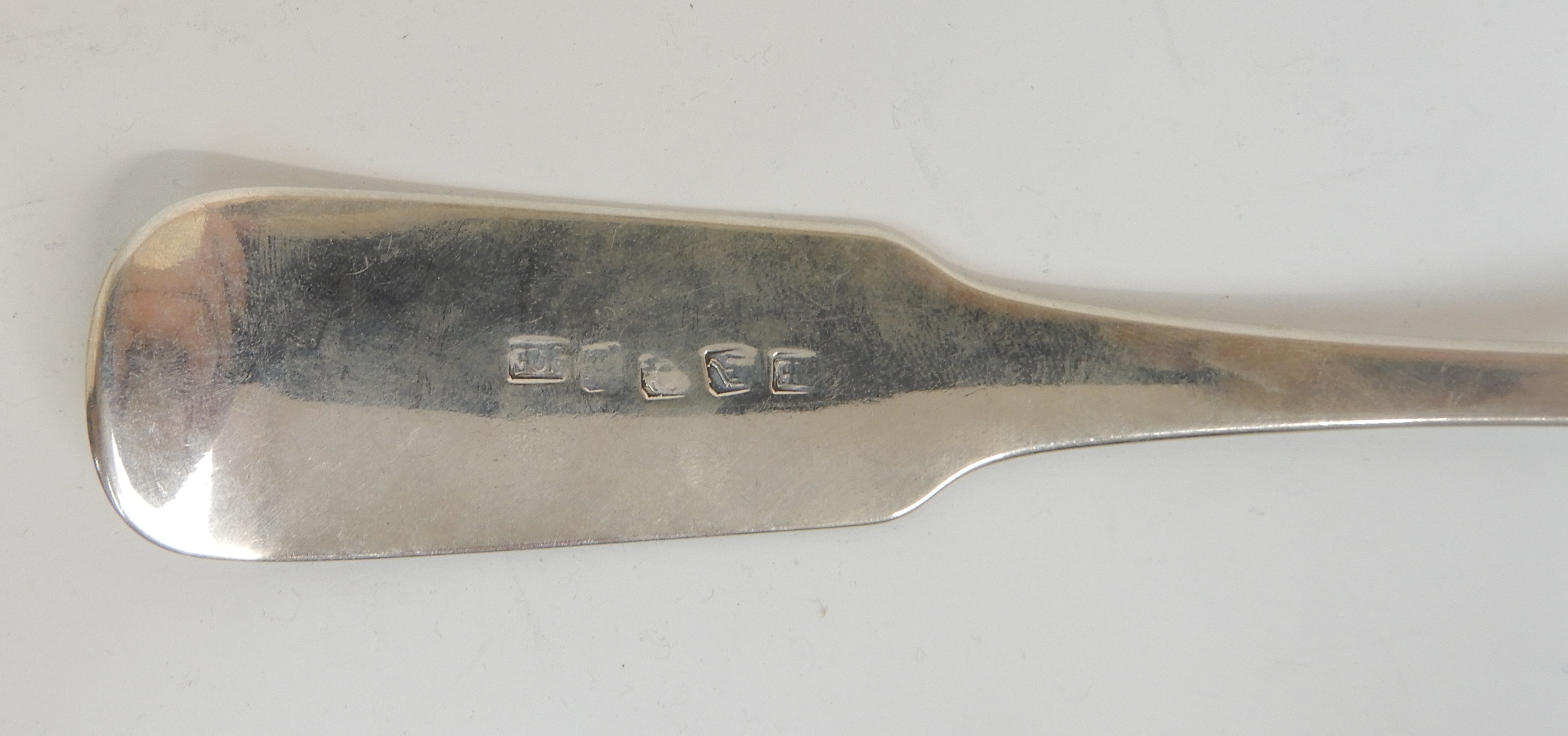 A SCOTTISH PROVINCIAL SILVER SOUP LADLE by John Ewan, Aberdeen circa 1832, fiddle pattern with - Image 6 of 7