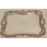 A LARGE SILVER SERVING TRAY by James Ballantyne & Son, Sheffield 1905, of rectangular form with