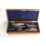 A VICTORIAN DRAWING SET WITH FITTED INTERIOR retailed by Millers, Trongate, Glasgow with ivory rules