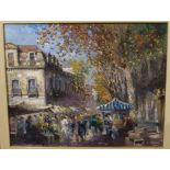 MIGUEL DE VITA Continental market scene, signed, oil on canvas, 64 x 80cm Condition Report: