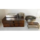 A tray lot of EP - cased cutlery cigarette box, bowl etc Condition Report: Available upon request