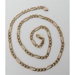 A 9ct gold figaro chain, length 50cm, weight 13.3gms Condition Report: Available upon request