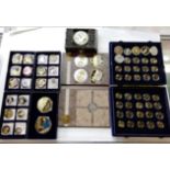A collection of gold plated copper commemorative coins, Churchill, classic US eagles etc Condition