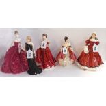 Four Royal Doulton figures comprising Nadine, Southern Belle, Jasmine and Christmas Morning and a