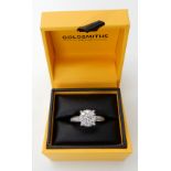 An 18ct white gold Goldsmiths diamond cluster ring set with estimated approx 1ct of brilliant cut