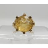 A 9ct gold citrine set retro ring, size M, weight 5gms Condition Report: Available upon request