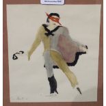 BRITISH SCHOOL Theatrical design, signed, watercolour, 17 x 15cm and another (2) Condition Report: