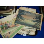 A tray lot of various watercolours etc Condition Report: Available upon request