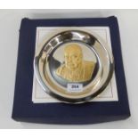 The Churchill Centenary Trust, a cased silver plated and gold plated plate, 20cm diameter