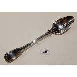 A silver basting spoon, Glasgow 1845, fiddle pattern, the terminal monogrammed "B", 30.5cm long,