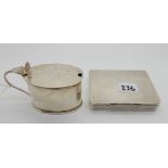 A lot comprising a silver mustard pot, Birmingham 1946 and a silver box, Birmingham 1946,