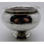 A silver trophy bowl, London 1908, inscribed "Presented by the Buff Orpington Club", 9.5cm high,