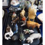 Beswick Labrador Wendover, a Highland calf, Griselda Hill pottery pig and rabbit and other animals