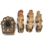 A Hindu shrine and three soapstone figures of sages Condition Report: Available upon request