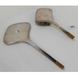An Arts and Crafts white metal and wood brush and mirror set (2) Condition Report: Available upon