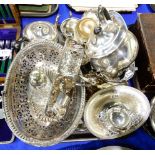 A tray lot of EP - teapot, basket, dishes etc Condition Report: Available upon request