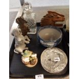 A Hummel figure, carved wooden horse head letter rack, crystal etc Condition Report: Available