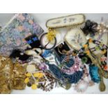 A dressing table set, evening bags and a collection of vintage costume jewellery Condition Report: