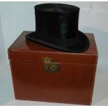 A Kirsop & Co top hat, 19 x 15cm in leather carry case Condition Report: Available upon request