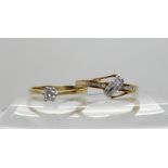 A 9ct gold diamond solitaire ring of estimated approx 0.14cts, size Q, together with a 9ct gold