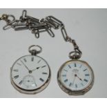 Two silver cased pocket watches (2) Condition Report: Available upon request