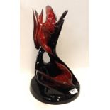 A Royal Doulton flambe bird group modelled as two terns from the Images of Fire series, 38cm high