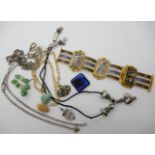 A silver luckenbooth pendant, an Oriental design costume jewellery enamelled bracelet and other