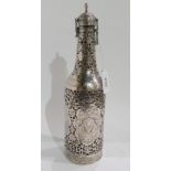 A white metal overlaid claret or port bottle, 17.5cm high Condition Report: Available upon request