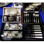 A tray lot of EP - cased cutlery, butter dish etc Condition Report: Available upon request