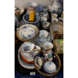 A Royal Crown Derby trio decorated with blue flowers, Mary Fairgrieve painted porcelain, assorted