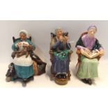 Three Royal Doulton figures including Nanny HN2221, A Stitch in Time HN2352 and The Family Album