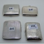 A lot comprising four assorted silver cigarette cases, 298gms Condition Report: Available upon